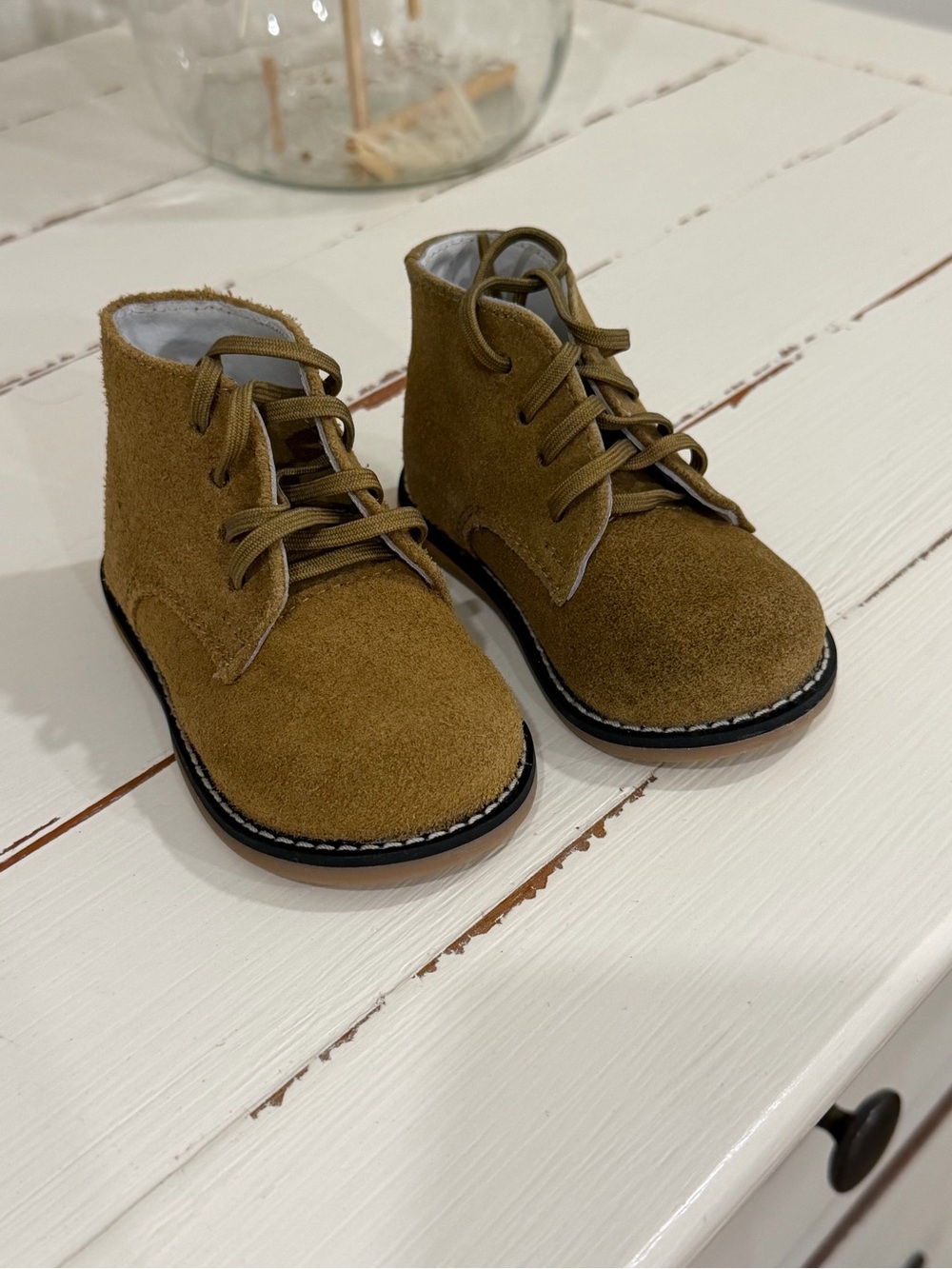 Josmo Suede Lace-Up Baby Walker Boots in Tan Brown
